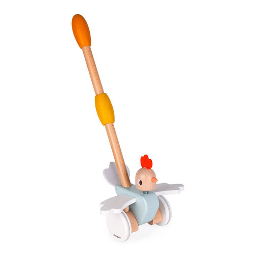 Janod - Wooden hen pusher 18 m +