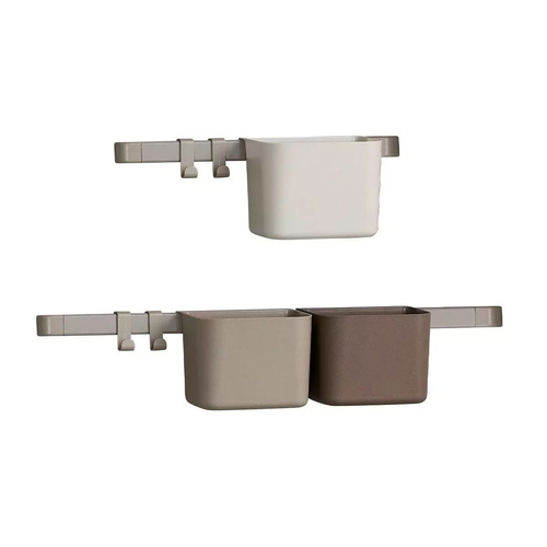 LEANDER - organizers 3pcs., 4 hooks, rack short/long, cappuccino