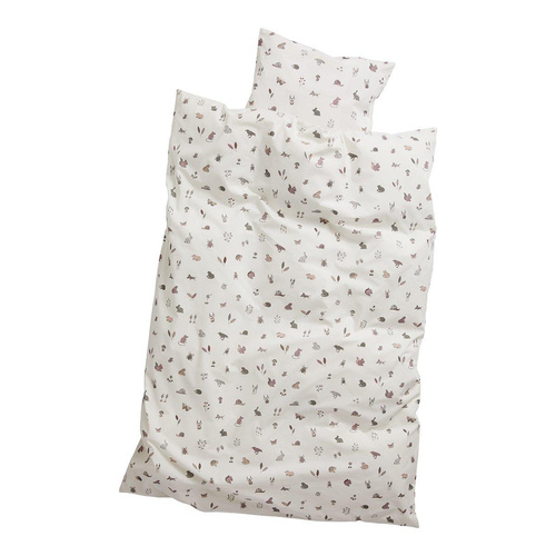 LEANDER - Forest children's bedding, Organic Cotton, 100x140 cm, Dusty rose