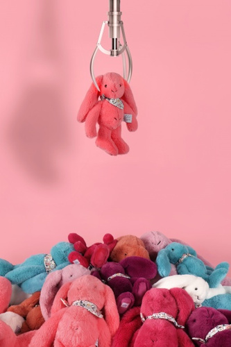 DOUDOU – Lapin Fleurette plush rabbit by Doudou et Compagnie, 25 cm, coral