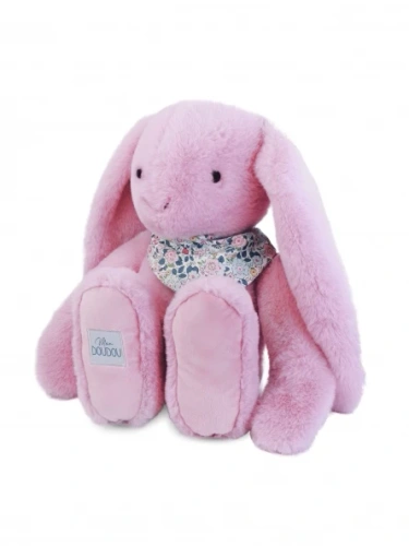 DOUDOU – Lapin Fleurette plush rabbit by Doudou et Compagnie, 50 cm, grenadine pink