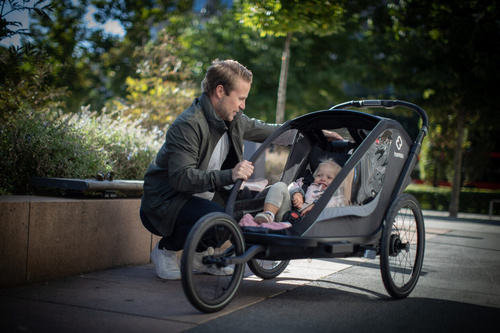Hamax - Bike trailer for kids COCOON + Jogger wheel , double - Grey/black