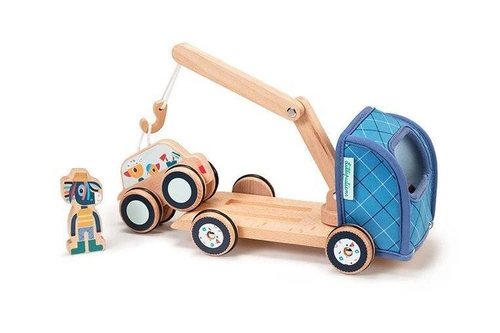 LILLIPUTIENS - Wooden tug with a movable hook and a donkey car Ignace 2 years +