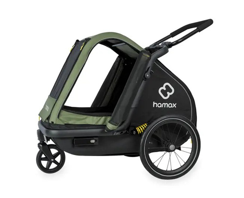 Bicycle trailer for a dog - Hamax Pluto M 35 kg - Green / Black