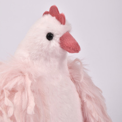 DOUDOU – Poulette Rose Lady plush chicken, Histoire d'Ours, 20 cm, pink