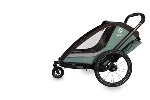 Hamax - Bike trailer for kids COCOON + Jogger wheel , double - Green/black