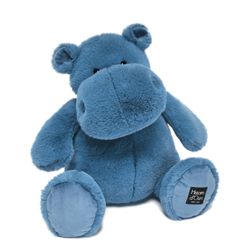 DOUDOU – plush hippo HIP'BLUE Histoire d'Ours, 40 cm, blue
