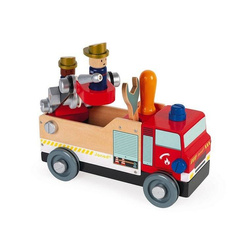 Janod - Wooden fire truck for assembly with Brico'kids tools