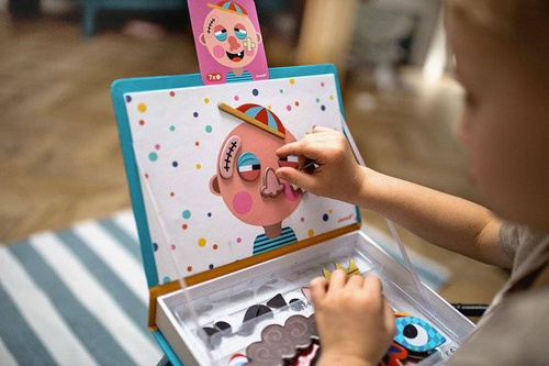 Janod - Magnetic puzzle Funny faces Boy Magnetibook collection 2018