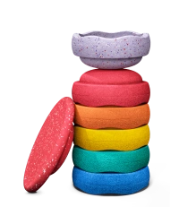 STAPELSTEIN – Set of 6+1 sensory stacking stones for active play: Rainbow Set Winter Special classic