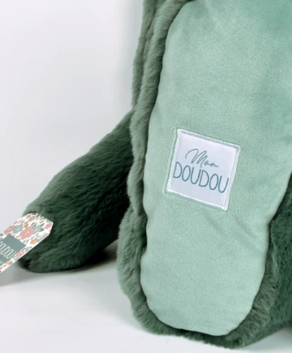 DOUDOU – Lapin Fleurette plush rabbit by Doudou et Compagnie, 70 cm, eucalyptus green