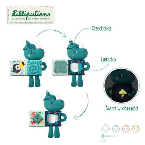 LILLIPUTIENS - Cuddle book Marius the rhinoceros 3m+