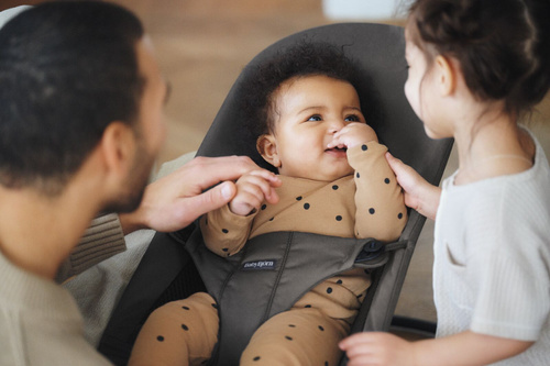 BABYBJÖRN - Bouncer BLISS Woven/Jersey Tri Fabric, Dark Grey