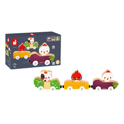 Janod - Magnetic wooden vehicles with farm animals Farm 18 m+