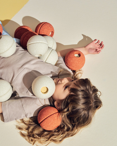 MODU - 3x Foam Ball, sand grey / honey yellow
