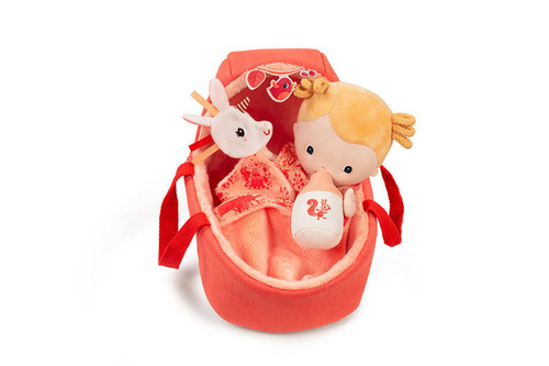 LILLIPUTIENS - Baby doll in a gondola with comfort and a Lena 12m milk bottle +