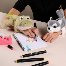 DOUDOU – Podcoll Raccoon plush slap bracelet, Histoire d'Ours, grey