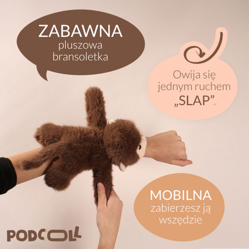 DOUDOU – Podcoll plush monkey slap bracelet, Histoire d'Ours, brown