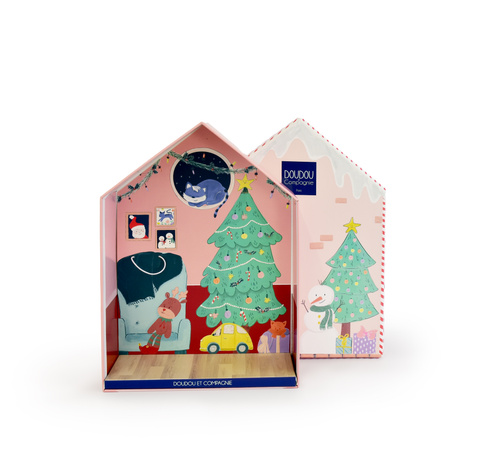 DOUDOU - Christmas pixy plush with house, Doudou et Compagnie, 27 cm, Farceur Cannelle