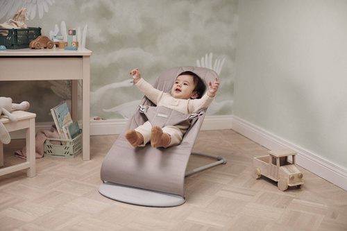 BABYBJORN - BLISS Woven bouncer, Petal Quilt, sand grey + Soft Friends toy