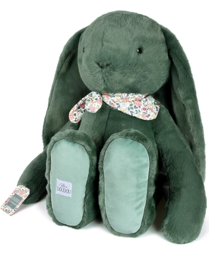 DOUDOU – Lapin Fleurette plush rabbit by Doudou et Compagnie, 70 cm, eucalyptus green