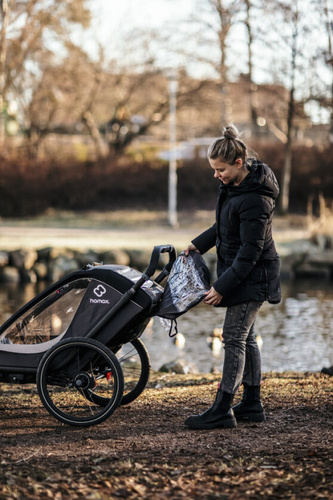 Hamax - Bike trailer for kids COCOON + Jogger wheel , double - Grey/black