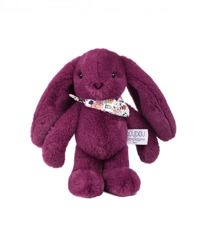 DOUDOU – Lapin Fleurette plush rabbit by Doudou et Compagnie, 25 cm, plum