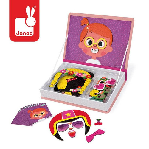 Janod - Magnetic puzzle Funny faces Girl Magnetibook collection 2018