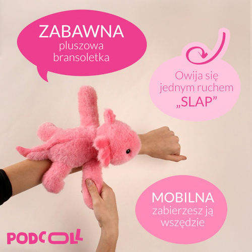 DOUDOU – Podcoll axolotl plush slap bracelet, Histoire d'Ours, pink