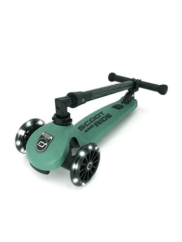 SCOOTANDRIDE - Highwaykick 3 LED - Folding scooter with light-up wheels 3+ Forest