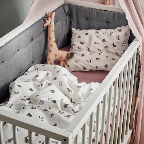 LEANDER - Forest children's bedding, Organic Cotton, 100x140 cm, Dusty rose