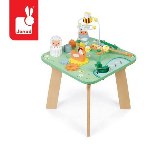 Janod - Multifunctional wooden educational table Meadow 12 m +