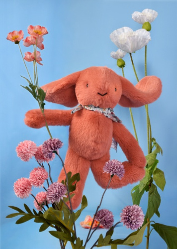 DOUDOU – Lapin Fleurette plush rabbit by Doudou et Compagnie, 35 cm, terracotta
