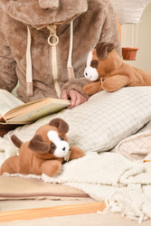 DOUDOU – Les P'tits Relax weighted plush dog, Histoire d'Ours, 30 cm, brown