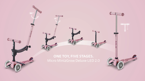 MICRO - Mini2Grow Deluxe LED scooter with handlebar, dusty rose
