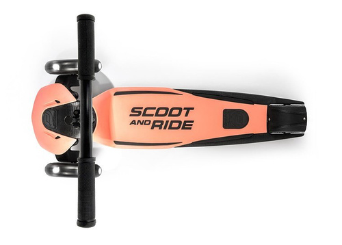 SCOOTANDRIDE - Highwaykick 5 LED - Folding scooter with light-up wheels 5+ Peach