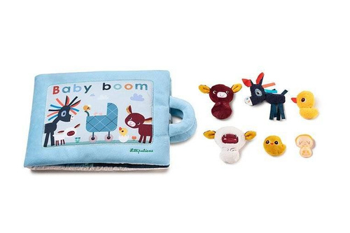 LILLIPUTIENS - Soft activating book with mini - cuddly toys "Baby boom" Farma 18 m +