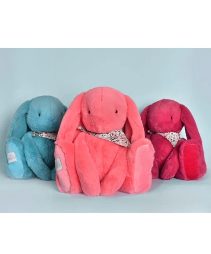 DOUDOU – Lapin Fleurette plush rabbit by Doudou et Compagnie, 50 cm, fuchsia