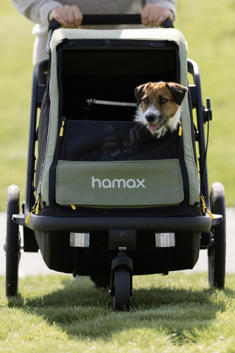 Bicycle trailer for a dog - Hamax Pluto M 35 kg - Green / Black