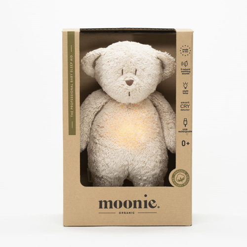 MOONIE 2.0 - organic Bear with light and sound, cappuccino