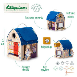 LILLIPUTIENS Drewniany domek manipulacyjny z zamkami Lisek Włamywacz 3 lata+