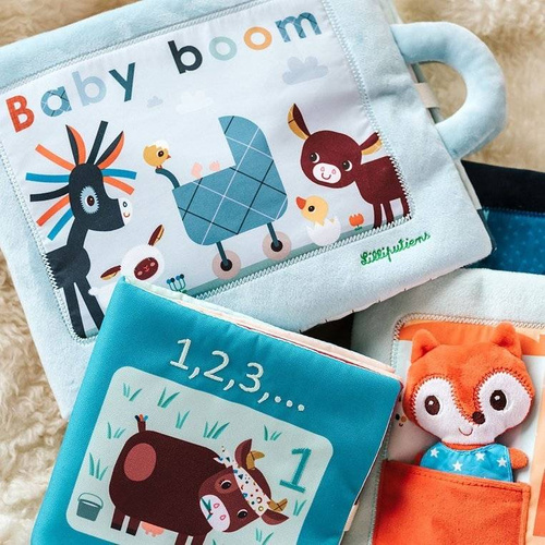 LILLIPUTIENS - Soft activating book with mini - cuddly toys "Baby boom" Farma 18 m +