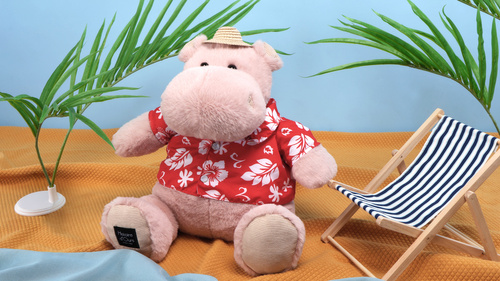 DOUDOU – ALOHA plush hippo by Histoire d'Ours, 38 cm, powder pink