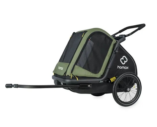 Bicycle trailer for a dog - Hamax Pluto M 35 kg - Green / Black