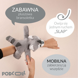 DOUDOU – Podcoll Raccoon plush slap bracelet, Histoire d'Ours, grey