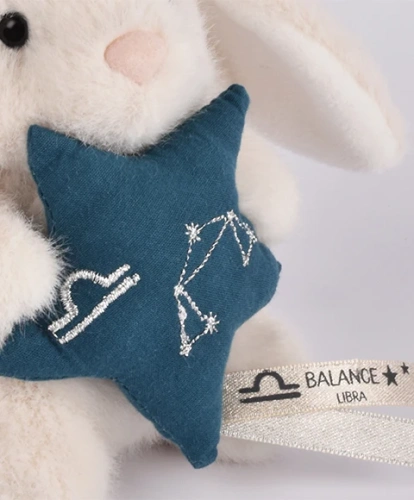 DOUDOU ET COMPAGNIE – DOUDOU ASTRO plush rabbit with zodiac sign, 12 cm, Libra