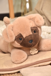 DOUDOU – Les P'tits Relax weighted plush pug dog, Histoire d'Ours, 30 cm, white