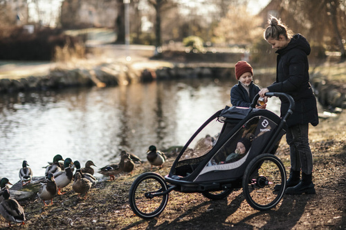 Hamax - Bike trailer for kids COCOON ONE + Jogger wheel- Grey/black