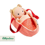 LILLIPUTIENS - Baby doll in a basket with clothes and Anais blanket 12 m +