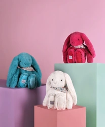 DOUDOU – Lapin Fleurette plush rabbit by Doudou et Compagnie, 35 cm, turquoise